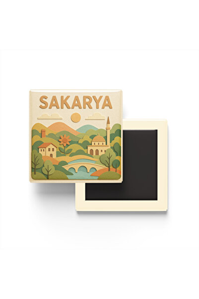 iBerk Mıknatıslı Buzdolap Magneti - Sakarya - Memleket Temalı - Paper Cut Art...