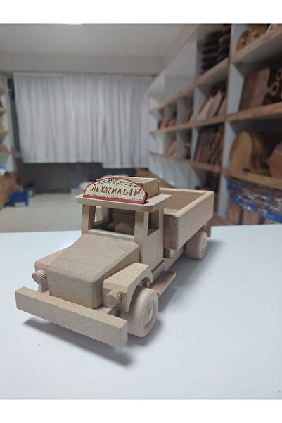 WoodBay شاحنة أليزماليم الخشبية المصنوعة من خشب الزان - شاحنة ألعاب زخرفية مص...