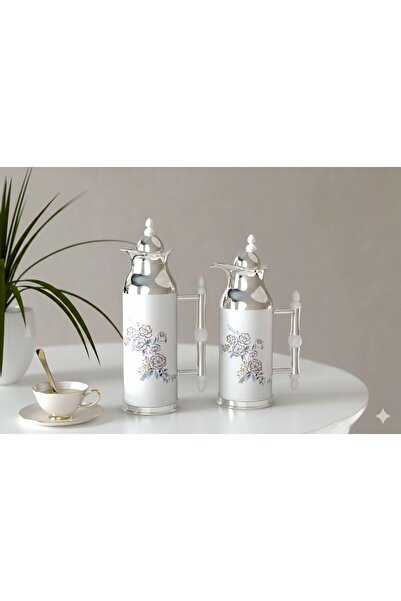 REFAN New thermos sets, two sizes, silver with a beautiful pattern, 1 liter (...