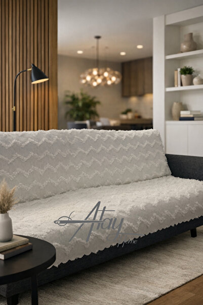 Worth While WorthWhile Fringed Zigzag Textured Chenille 3-Seat Sofa Cover 170...