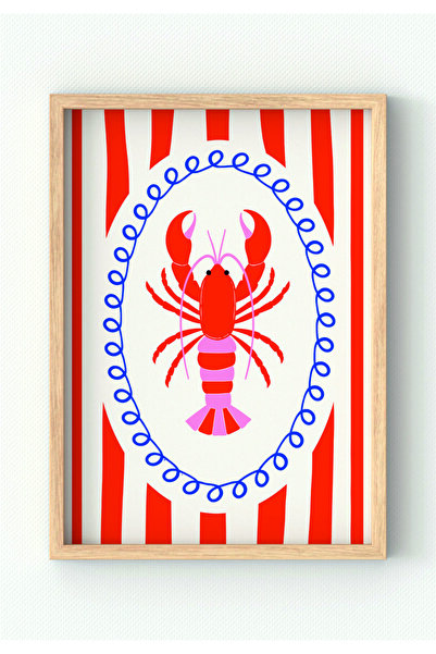 MIOVI WORKS Red Lobster | Çerçeveli Modern Minimal Mutfak Duvar Dekorasyonu P...
