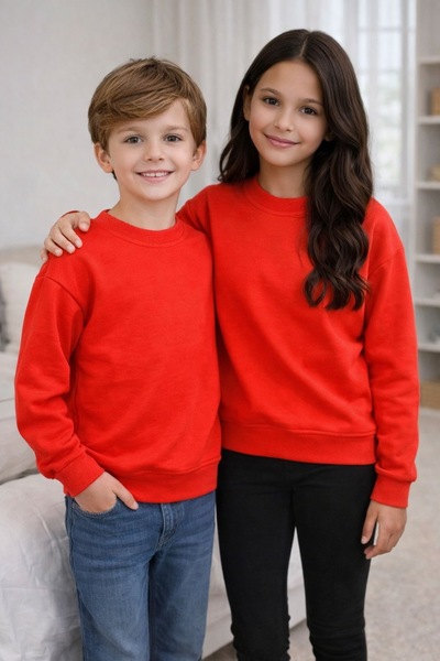 YONCA OUTLET Hanorac de bază pentru copii, roșu – Bumbac, hanorac casual de s...