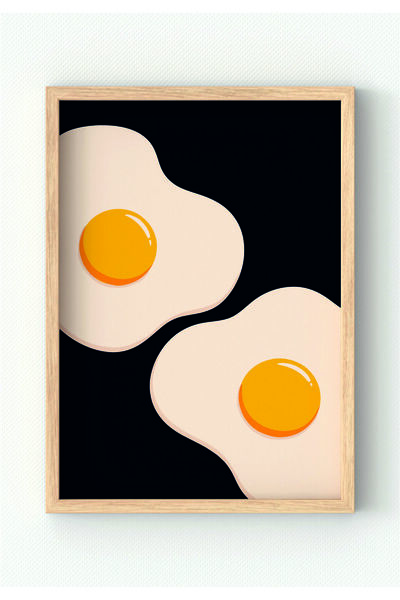 MIOVI WORKS Sunny Eggs | Çerçeveli Modern Minimal Mutfak Duvar Dekorasyonu Po...