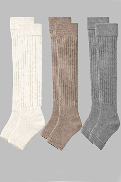 EFFE 3 Pairs of Toeless Elastic Over-The-Knee Basic Cotton Leggings