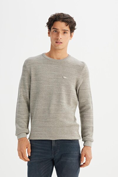 Lee Regular Fit Normal Kesim Bisiklet Yaka Bej Triko Kazak