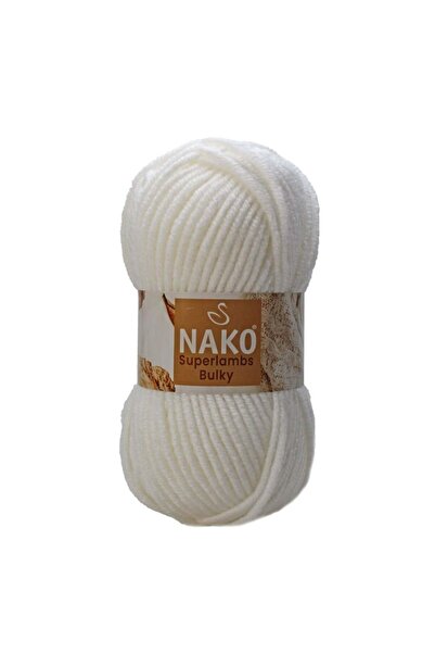 NAKO Süperlambs Bulky 208 Beyaz Kalın Yünlü El Örgü İpi