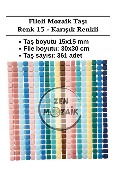 Zen Mozaik Sanatsal Mozaik Çalışmalarınız için Fileli Cam Mozaik Taşı - Mozai...