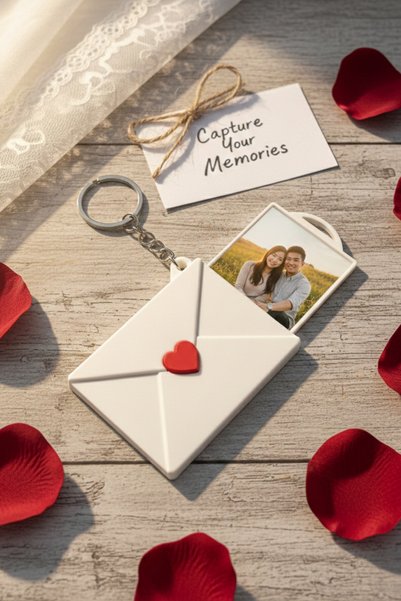Cosmic Star Heart Letter Design Photo Picture Keychain |   Lover Couple Gift Keychain