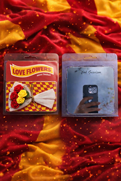 NPCQUN Sarı Kırmızı Tutku Temalı Aynalı Mini Buket – Kişiye Özel Hediye