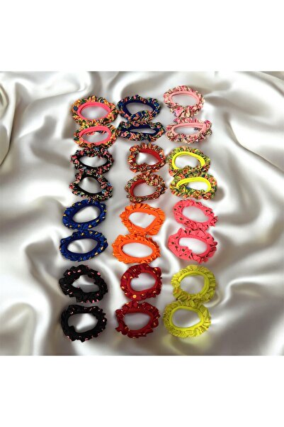 Store 24 Pieces of Ruffled Mixed Color Rubber Buckles