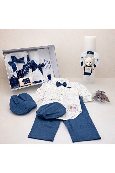 kizu Christening set for boys 0–12 months with elegant costume and handmade c...