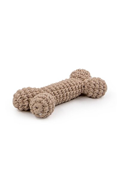 YES LAURA Bone Shaped Coffee Braided Pet Toy - 15 - 16 cm
