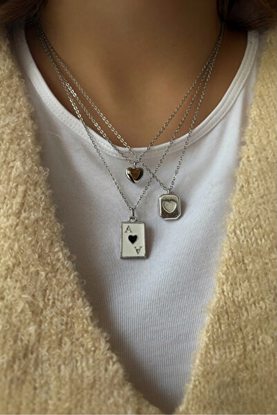 stravis طقم قلادة فضي اللون بتصميم قلوب متعددة مكون من 3 قطع