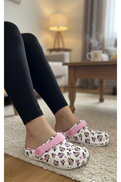 Akınal Bella Kadın PEMBE BEYAZ Mickey Mouse DESENLİ CROS TERLİKTerlik(KÜÇÜK K...