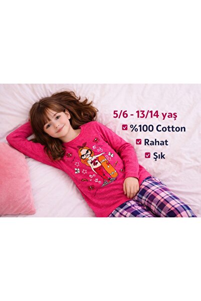 YONCA OUTLET Set de pijamale din bumbac pentru fete, cu mâneci lungi – Îmbrăc...