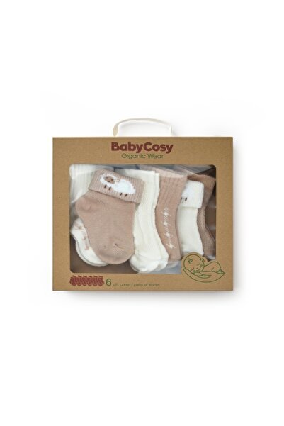 Evelise Σετ 6 ζεύγη μπεζ καλτσών για νεογέννηταBabyCosy (Μέγεθος: 12-24 μηνών)