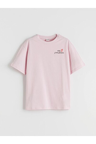 LC Waikiki Pink Nyc Text Printed Girls' T-Shirt (S6)