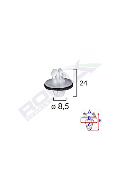 ROMİX Clips Fixare Elemente Exterioare Pentru Suzuki/Toyota 8.5X24MM - Alb Se...
