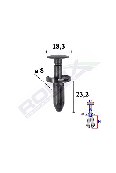 ROMİX Clips Fixare Elemente Exterior Pentru Fiat, Jeep, Chrysler, Dodge 8X23....