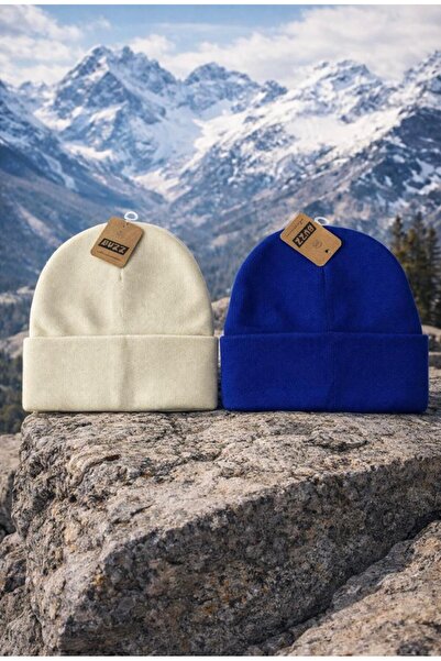 Silver Unisex Knitwear Autumn Winter Quality Basic Beanie 2 Pieces