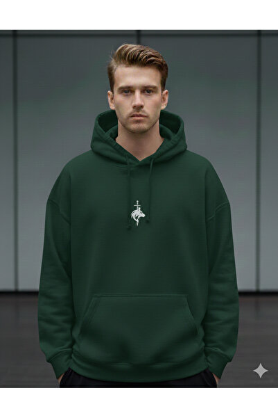 dwnwear Türk Bozkurt Göktürkçe Yazılı Baskılı Yetişkin Siyah Yarım Fermuar Sw...