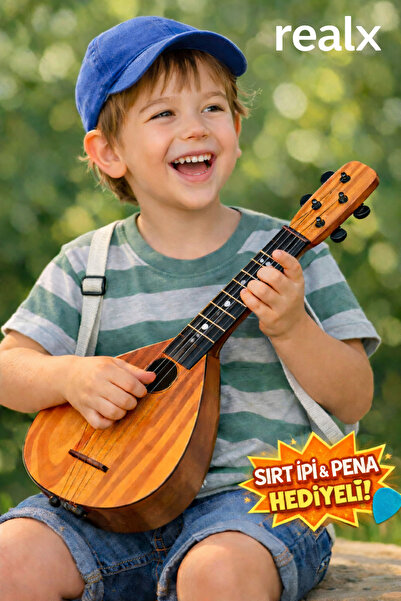 Realx Oyuncak Eğitici Öğretici Saz Bağlama Ukulele 4 Akort Telli Sırt İpi Ve ...