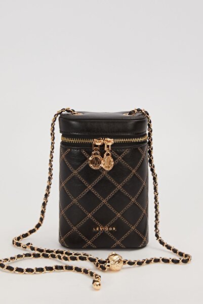 Levidor Cylinder Form Quilted Shoulder Bag-Black