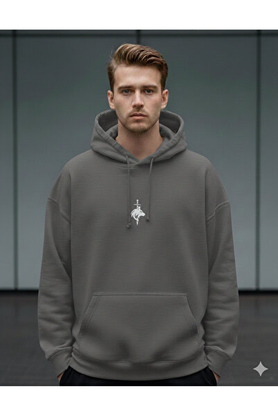 dwnwear Φούτερ με κουκούλα με μισό φερμουάρ για ενήλικες, μαύρο, με γράμματα ...