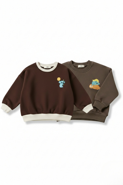 lilico Children's Cotton Colorful Printed Oversize 3 Thread 2-Piece Sweatshirt