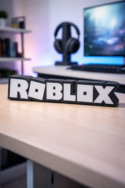 loftico ROBLOX Masa Üstü Siyah Beyaz Tabela Yazısı