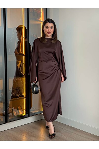 ROUPAS COLLECTİON Yarasa Kol Saten Elbise