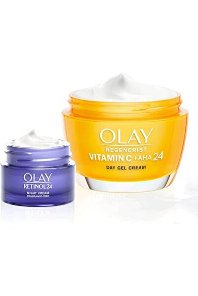 OLAY Cremă de zi cu vitamina C, AHA24 și niacinamidă 50 ml + cremă de noapte,...