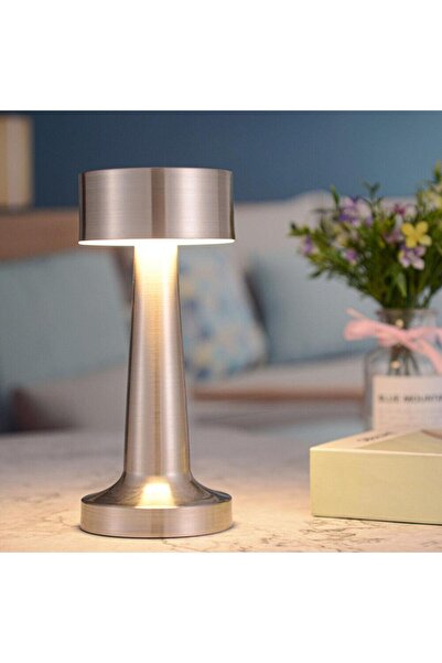 GIFT ابجورة معدني مضيئة LED لاسلكي قابلة للشحن ذهبي 3 درجات (1 حبة )