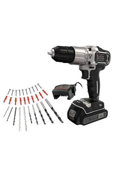 Black&Decker Silver Series 18v 1.5ah Batarya Darbeli Matkap 10 Parça Aksesuar