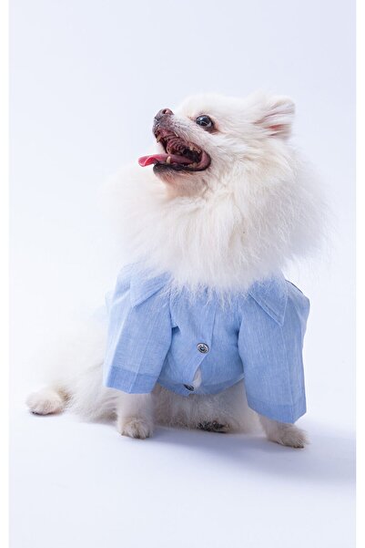 YES LAURA 100% Linen Blue Shirt for Small Breed Dogs