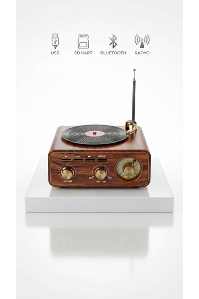 shop Nostaljik Radyo Plak Çalar Tasarımlı-Bluetooth- Sd- USB Girişli