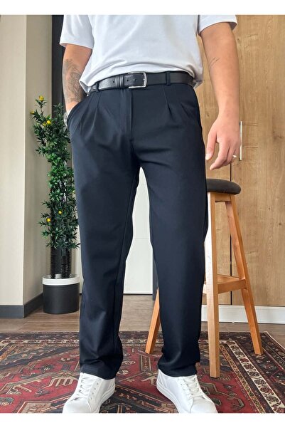 blucombin Baggy Fit Fabric Trousers Pleated