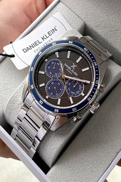 Daniel Klein ساعة يد رجالية بسوار من الفولاذ المقاوم للصدأ مع جميع الوظائف