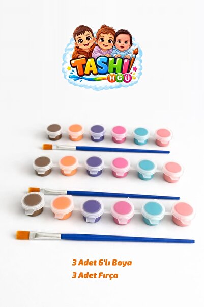 TASHI ART TASHI ARA RENKLER 6'LI (3 ML) FIRÇALI TAŞ TOZU BOYAMA SETİ & AKTİVİ...