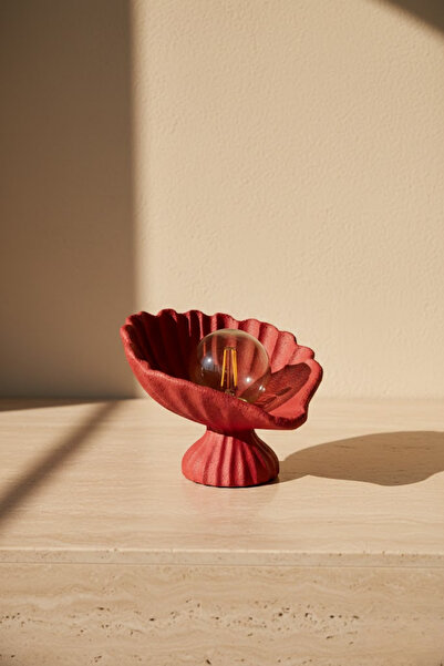 Dropcek eticaret İstiridye Abajur Beton Dokulu Modern Gece Lambası | Dekorati...