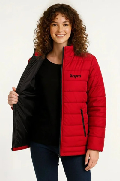 buğrahayalin Micro Water Repellent Quilted B Printed Lined Zippered Bomber Co...