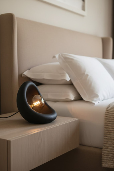 Dropcek eticaret Modern Beton Dokulu Abajur | Organik Oval Gece Lambası (Masa...