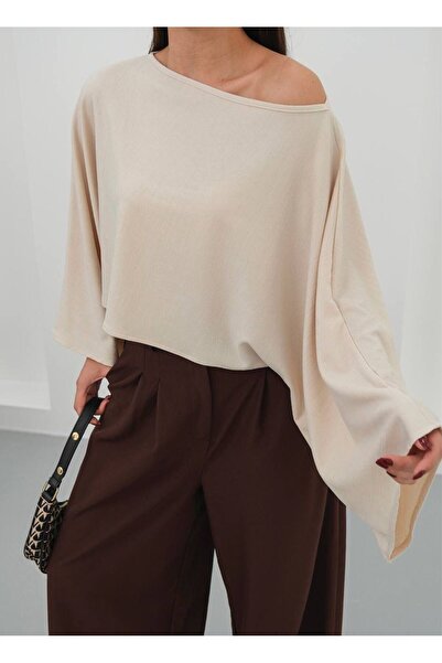 ALLEYTA Дамска блуза с широки ръкави и ниски рамене