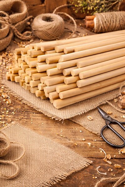 Emtory Home 40 cm Makrome Çubuğu - Doğal Ahşap Yuvarlak Çubuk| Hobi, El İşi, ...