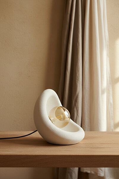 MORENELLEAURA Modern Concrete Textured Lampshade |   Organic Oval Night Lamp ...