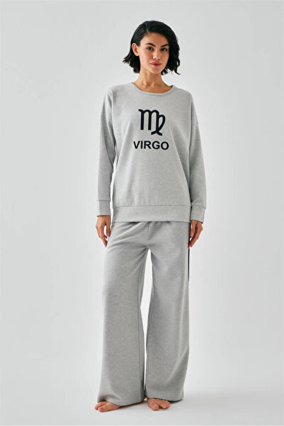 mtm My The Mall طقم ملابس منزلية رياضية للسيدات من Gray Virgo قصة فضفاضة مكون...