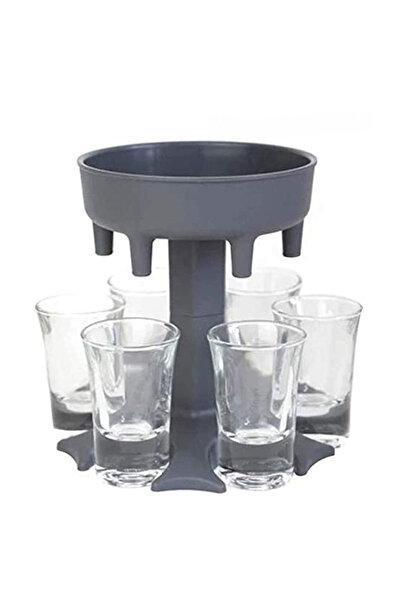 BIUPSER Gray Shot Dispenser With 6 Clear Glasses Included, Party Shot Drink D...