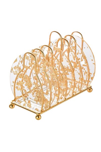 BIUPSER Set of Drink Holders, 6 pcs, Transparent Model with Gold Particles, O...