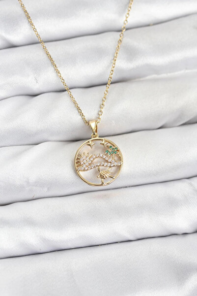 shopwave سلسلة من الفولاذ 316L باللون الذهبي، قلادة نسائية مرصعة بحجر الزركون