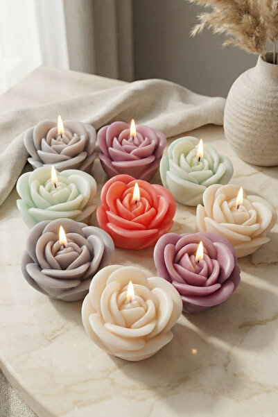 380 HOME Luxury Rose Gül Şeklinde Kokulu Dekoratif Mum (1Adet)